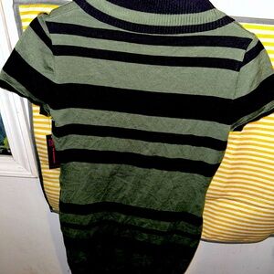No Boundaries XL 11-13 stripe Olive and black dress